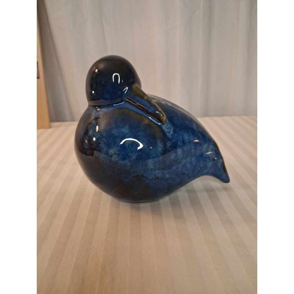 Vintage Studio Pottery Beach Sea Bird Blue Drip Glaze Sculpture Figurine